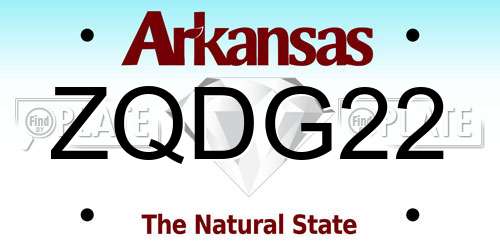 ZQDG22 Arkansas License Plate
