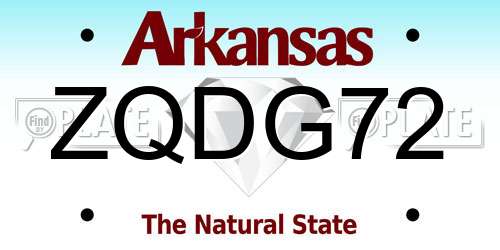 ZQDG72 Arkansas License Plate