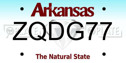 ZQDG77 Arkansas License Plate