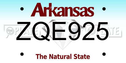 ZQE925 Arkansas License Plate