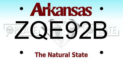 ZQE92B Arkansas License Plate