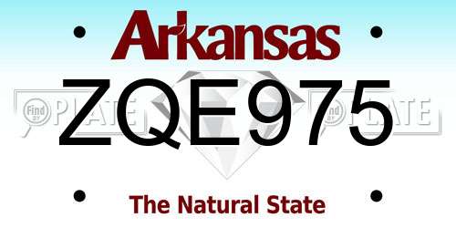 ZQE975 Arkansas License Plate