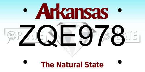 ZQE978 Arkansas License Plate