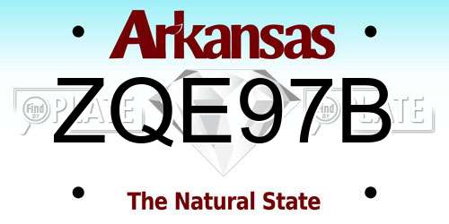 ZQE97B Arkansas License Plate