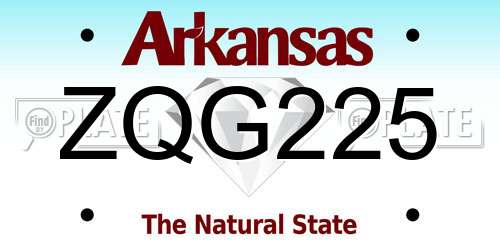 ZQG225 Arkansas License Plate