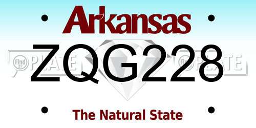 ZQG228 Arkansas License Plate