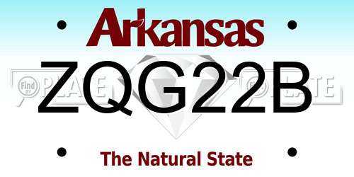 ZQG22B Arkansas License Plate