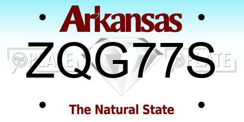 ZQG77S Arkansas License Plate