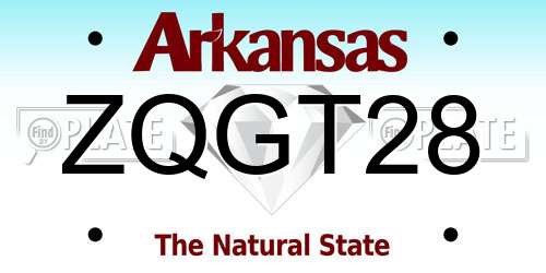 ZQGT28 Arkansas License Plate