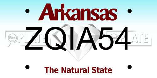 ZQIA54 Arkansas License Plate