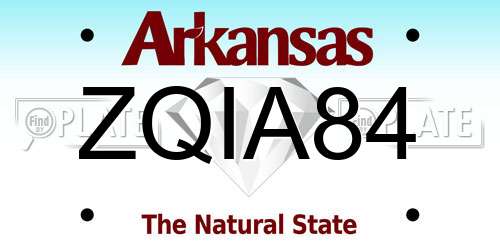 ZQIA84 Arkansas License Plate