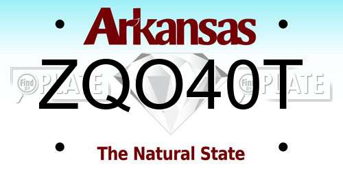 ZQO40T Arkansas License Plate