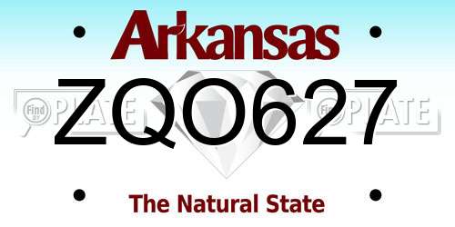 ZQO627 Arkansas License Plate