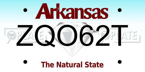 ZQO62T Arkansas License Plate