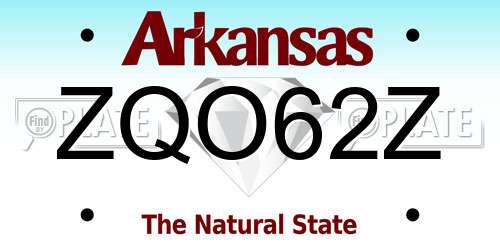 ZQO62Z Arkansas License Plate