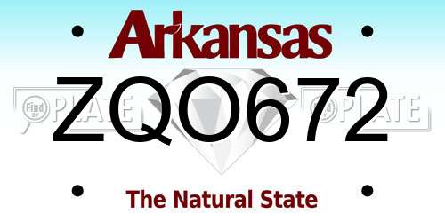 ZQO672 Arkansas License Plate