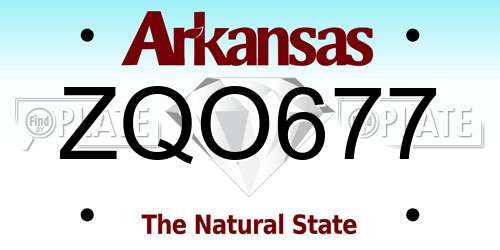 ZQO677 Arkansas License Plate