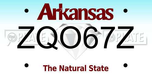 ZQO67Z Arkansas License Plate
