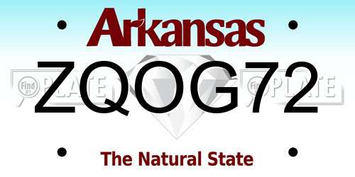 ZQOG72 Arkansas License Plate