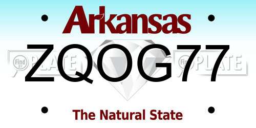 ZQOG77 Arkansas License Plate