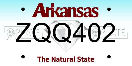 ZQQ402 Arkansas License Plate