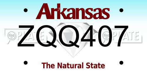 ZQQ407 Arkansas License Plate