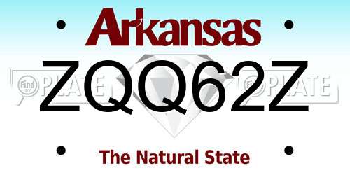 ZQQ62Z Arkansas License Plate