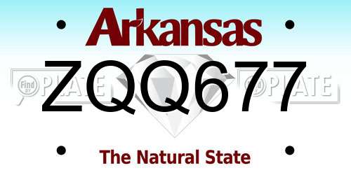 ZQQ677 Arkansas License Plate