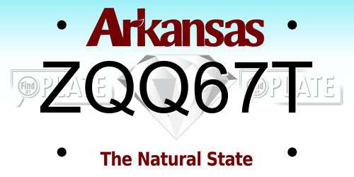 ZQQ67T Arkansas License Plate