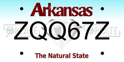 ZQQ67Z Arkansas License Plate