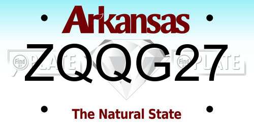 ZQQG27 Arkansas License Plate