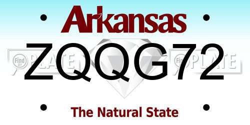 ZQQG72 Arkansas License Plate