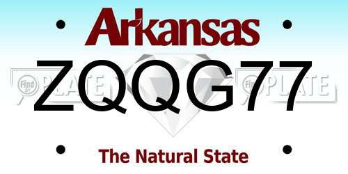 ZQQG77 Arkansas License Plate