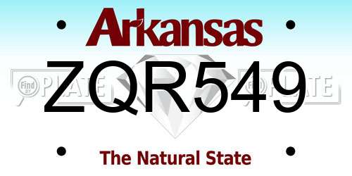 ZQR549 Arkansas License Plate