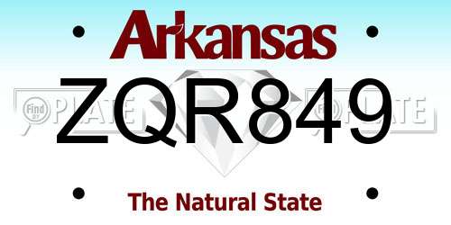 ZQR849 Arkansas License Plate