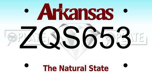 ZQS653 Arkansas License Plate