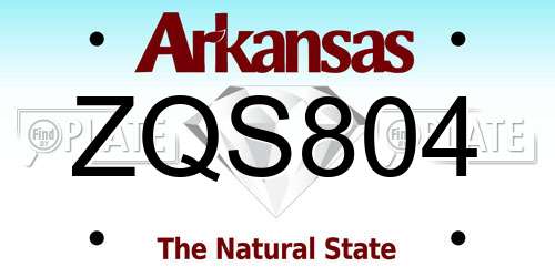 ZQS804 Arkansas License Plate