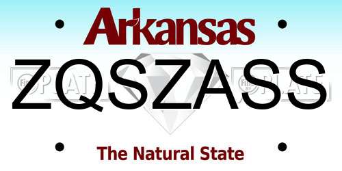 ZQSZASS Arkansas License Plate