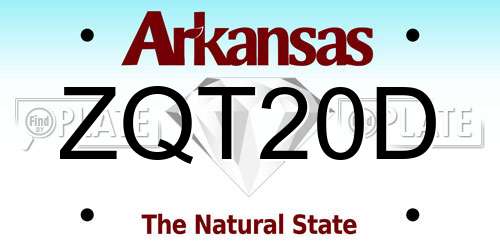 ZQT20D Arkansas License Plate