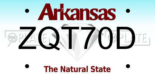 ZQT70D Arkansas License Plate