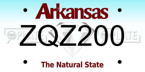 ZQZ200 Arkansas License Plate