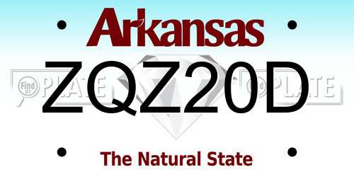 ZQZ20D Arkansas License Plate