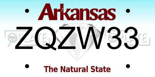 ZQZW33 Arkansas License Plate