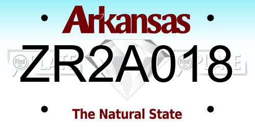 ZR2A018 Arkansas License Plate