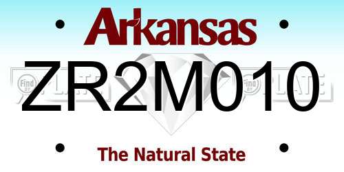 ZR2M010 Arkansas License Plate