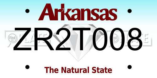 ZR2T008 Arkansas License Plate