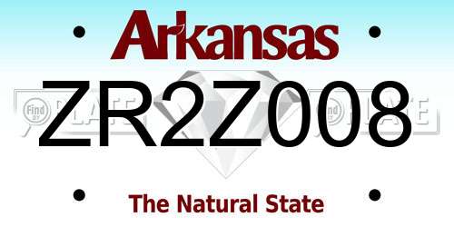 ZR2Z008 Arkansas License Plate