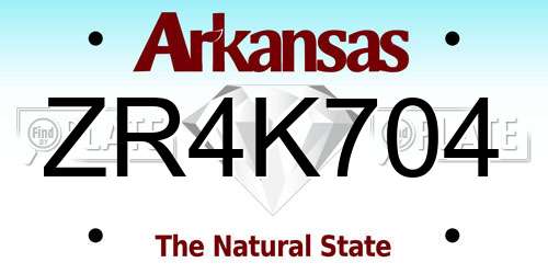 ZR4K704 Arkansas License Plate