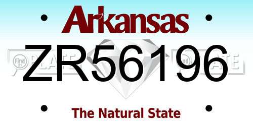 ZR56196 Arkansas License Plate