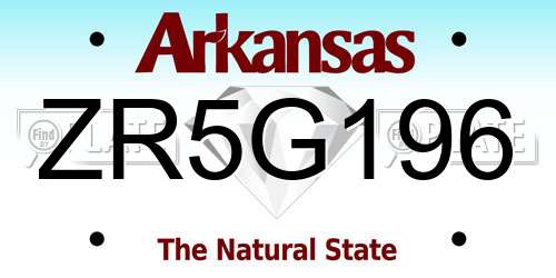 ZR5G196 Arkansas License Plate